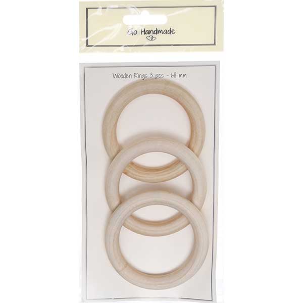 Go Handmade Wooden Rings - 68 mm - 3 pcs