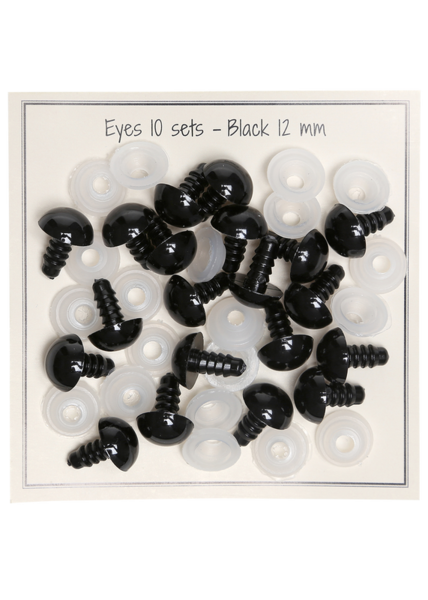 Go Handmade Sikkerhedsøjne Sorte 12mm (10 par)