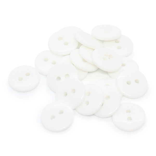 HobbyArts Runde Plastikknapper Hvid, 12,5mm, 20 stk