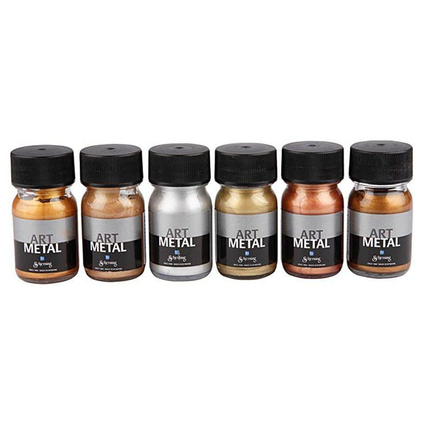 Art Metal maling, metallic farver, 6x30ml