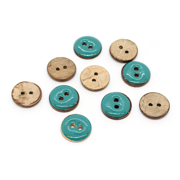 HobbyArts Glazed Coconut buttons Petrol 15 mm, 10 pcs