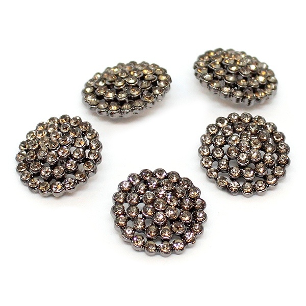 HobbyArts Rhinestone buttons Black 17 mm, 5 pcs
