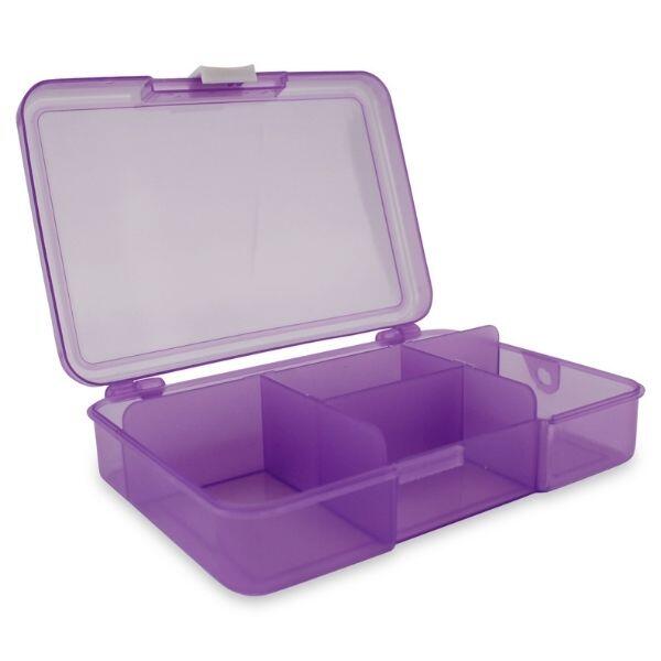 Plastic box with lid Purple 14.5 x 10 cm, 5 compartments