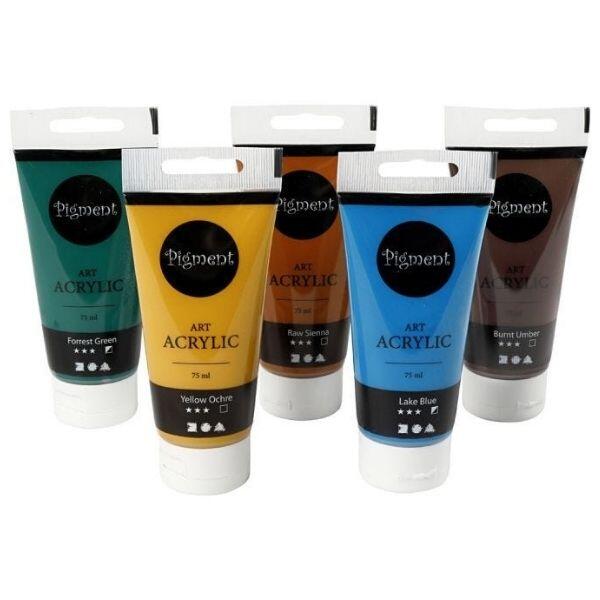 Pigment Art Acrylic Paint, 75 ml, 5 pcs.