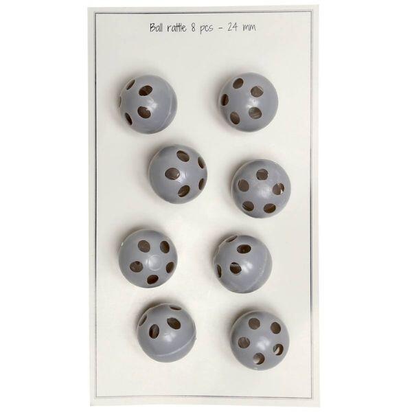 Go Handmade Rattle Ball Grey 24 mm, 8 pcs