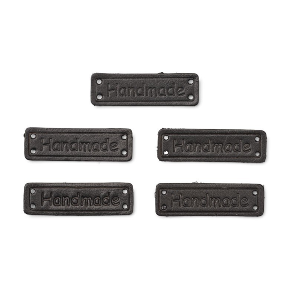 HobbyArts Leather Labels, Handmade, Black, 5 pcs