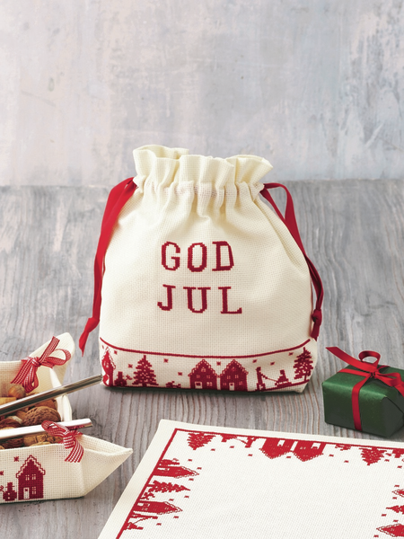 Perminin joulubrodeeraus - Joululaukku 24x24 cm