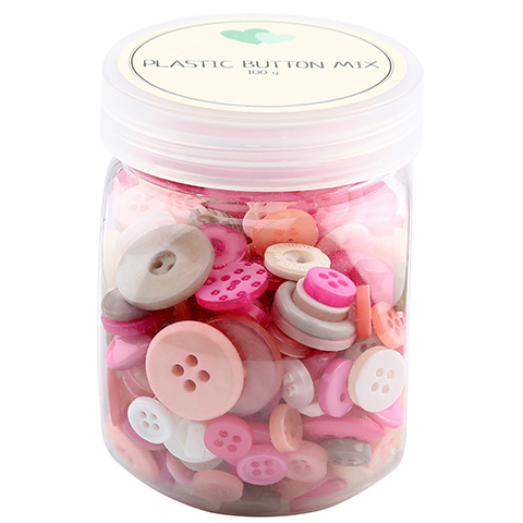 Go Handmade Mix Buttons, Plastic - PINK 100 G