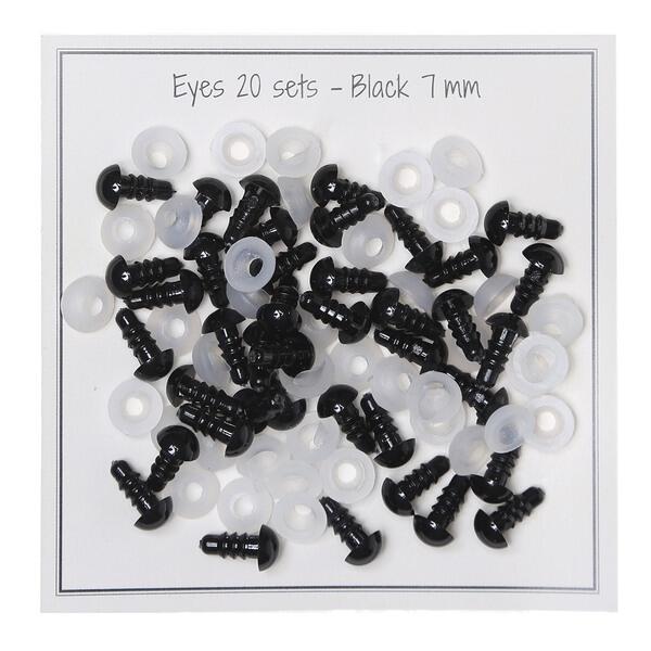 Go Handmade Safety Eyes Black 7 mm (20 pairs)