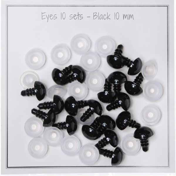 Go Handmade Sikkerhedsøjne Sorte 10 mm (10 par)
