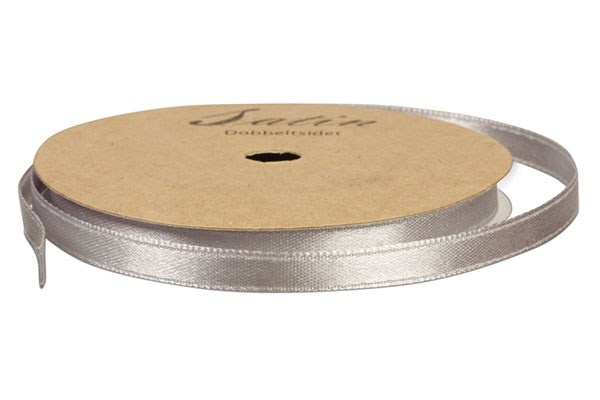 Satinbånd 6 mm Grå/sølv