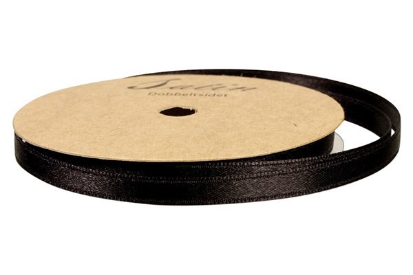 Satinbånd 6 mm Sort