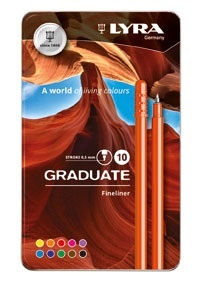 Lyra Graduate Fineliner Tusser, 10 stk