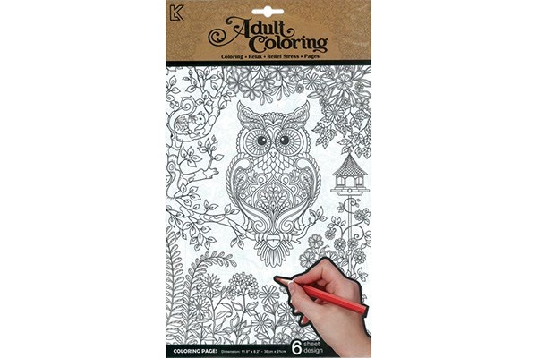 Maleark A4 til voksne Fugle, 6 ark