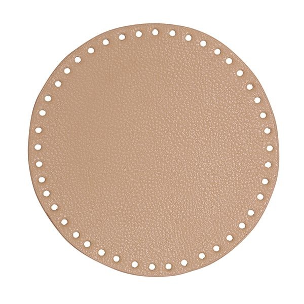 Go Handmade TaskeKurve Base, PU Læder, Rund, 20 cm 22389 Apricot