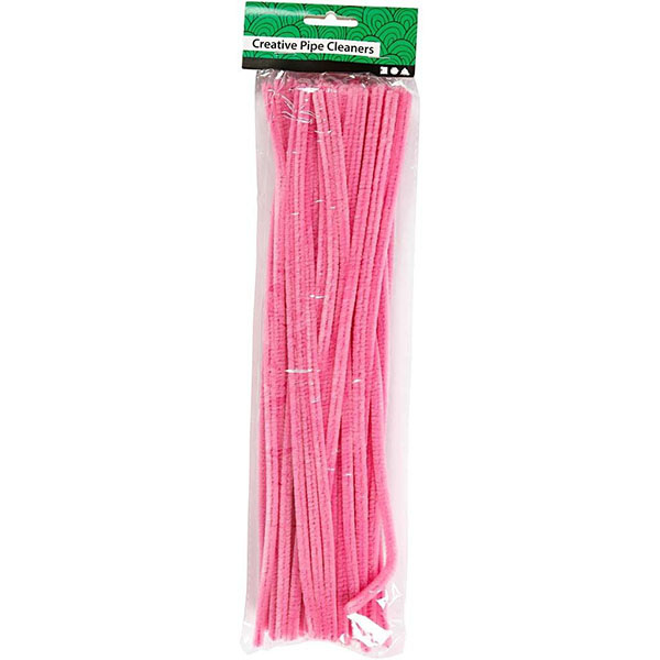 Chenille, 6mm, 30cm, 50stk Pink