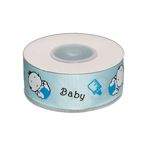 Dekobånd, BABY, 25 mm, 10 m Lyseblå
