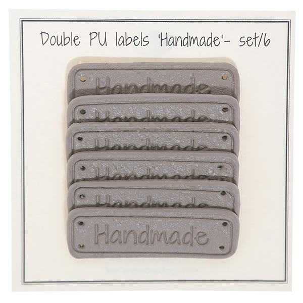 Go Handmade Dobbelt Label, PU læder, 5 x 1,5 cm, Handmade, 6 stk Beige