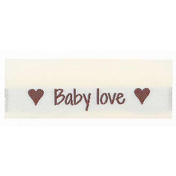Go Handmade Vævet Label, Dobbeltsidet, 50 x 11,5 mm, 10 stk-Baby love