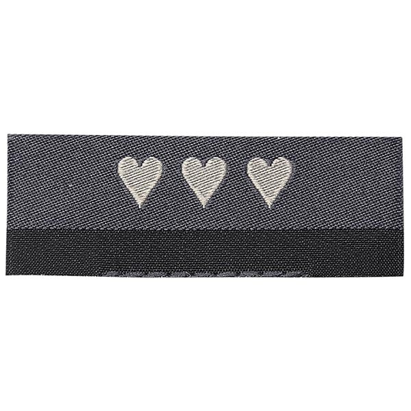 Go Handmade Vævet Label, Dobbeltsidet, Handmade with love, 50 x 11,5 mm, 10 stk Bagside