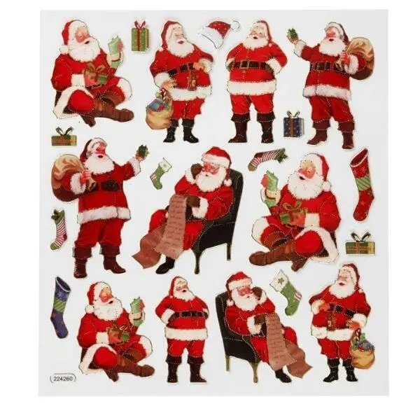 Stickers, Mixed, Sheet 15 x 16.5 cm, 1 sheet Traditional Father Christmases