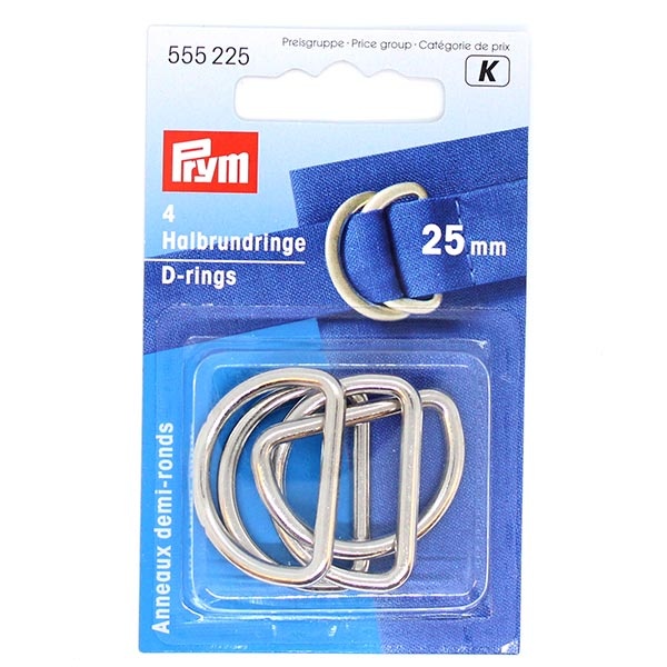 Prym D-rings, 25 mm, 4 pcs Silver