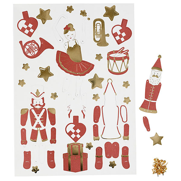 Jumping jacks Nutcracker, ballerina and Santa Claus, 2 sheets