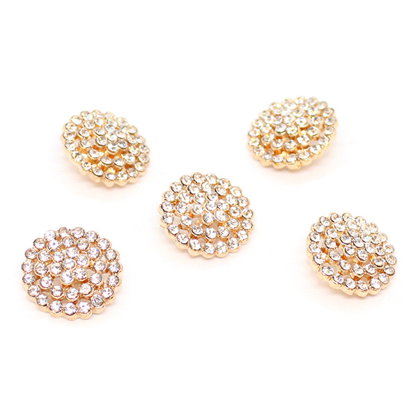 HobbyArt Rhinestone buttons Gold 17 mm, 5 pcs