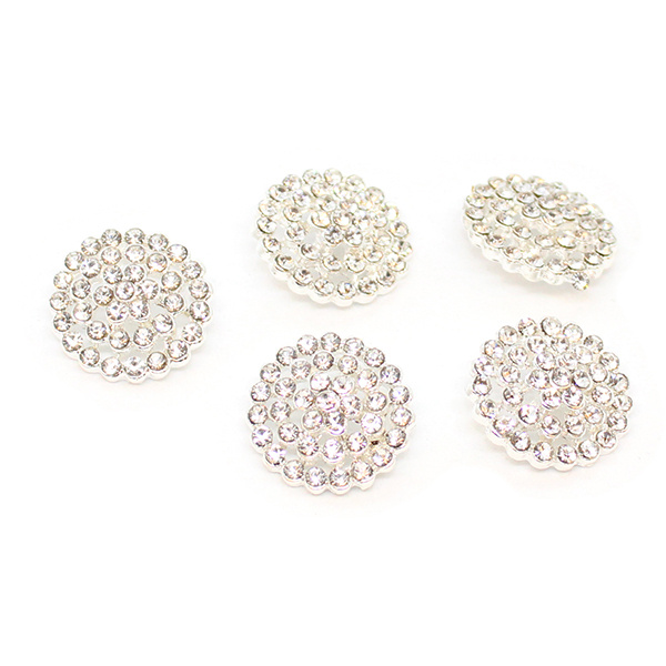 HobbyArt Rhinestone buttons Silver 17 mm, 5 pcs