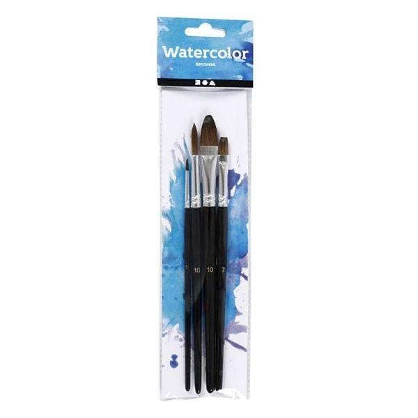 Watercolour paint brushes, 4 pcs.