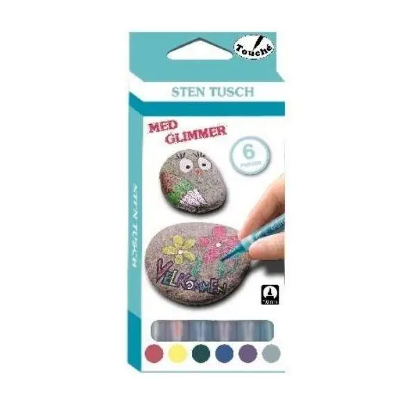 Stone Marker with glitter, 6 pcs. Ass.