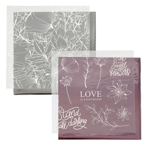 Deco Foil and transfer sheet, 15x15 cm, 4 sheets Flowers