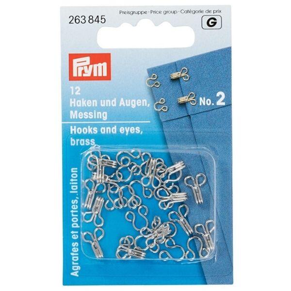 Prym Silver Metal Hooks and eyes, 12 pcs