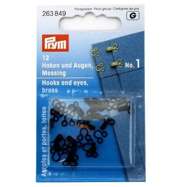 Prym Black Metal Hooks and eyes, 12 pcs