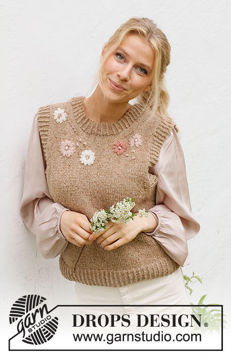 222-43 Flower Harmony Vest by DROPS Design