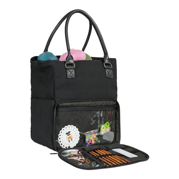 Shoulder bag with zipper pocket, black