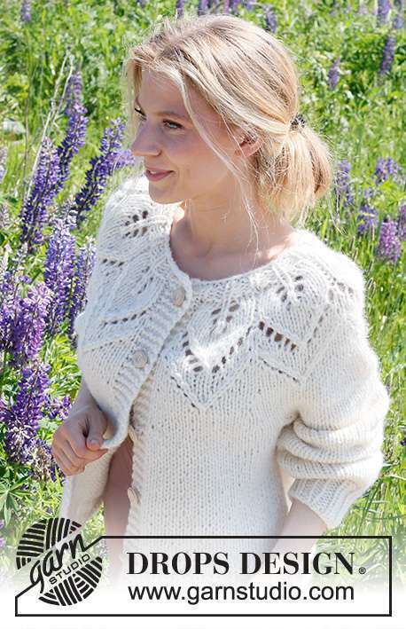 232-7 Leaf Ring Cardigan by DROPS Design