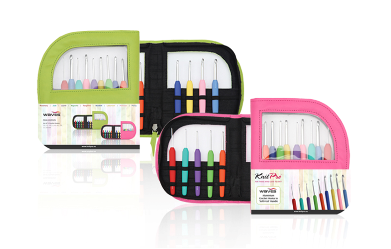 KnitPro Waves Crochet Hooks Set (pink/lime bag in imitation leather)