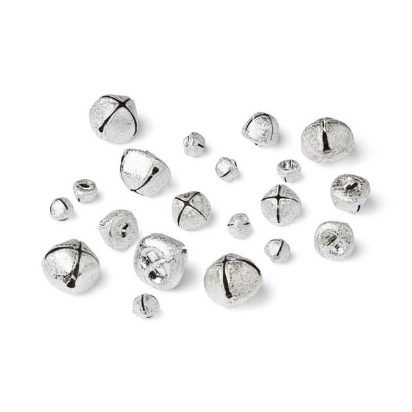 HobbyArts Bells, Silver Glitter Mix, 20 pcs.