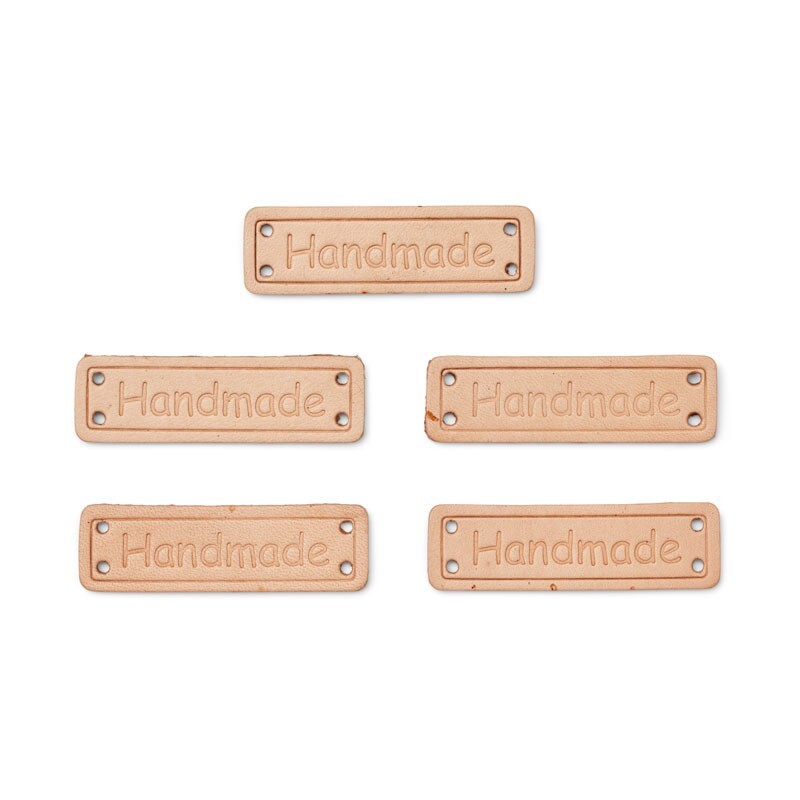 HobbyArts Leather Labels, Handmade, Sand, 5 pcs