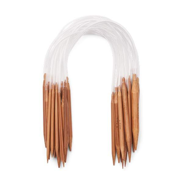 Bamboo Circular Knitting Needle Set, 18 sizes, 2-12 mm - 40 cm