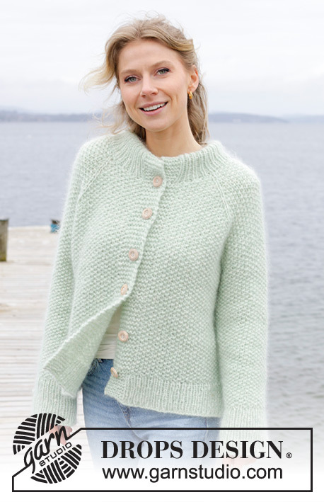 243-4 Green Whisper Cardigan by DROPS Design
