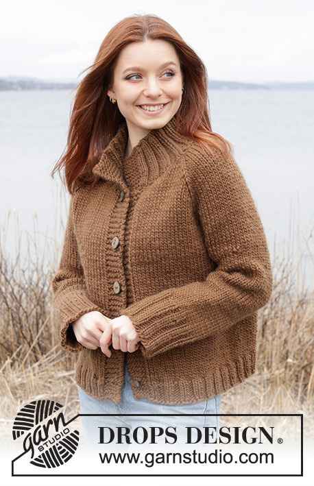 244-26 Autumn Amber Cardigan by DROPS Design