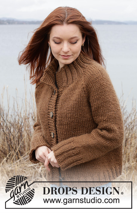 244-26 Autumn Amber Cardigan by DROPS Design