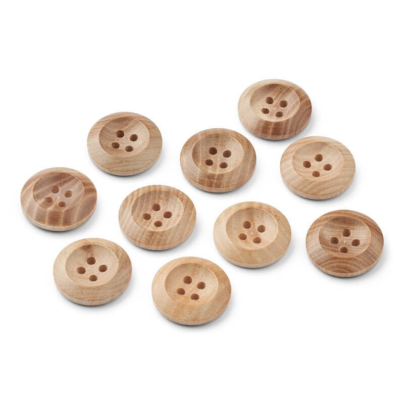 LindeHobby Light Wood Buttons, 25 mm, 10 pcs