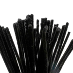 Chenille, 6mm, 30cm, 50stk Sort