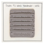 Go Handmade Dobbelt Label, PU læder, 5 x 1,5 cm, Handmade, 6 stk Beige