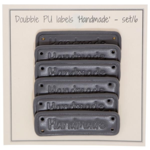 Go Handmade Dobbelt Label, PU læder, 5 x 1,5 cm, Handmade, 6 stk Mørkegrå