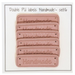 Go Handmade Dobbelt Label, PU læder, 5 x 1,5 cm, Handmade, 6 stk Rosa