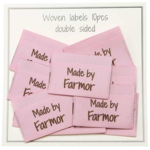 Go Handmade Vævet Label, Dobbeltsidet, Pink, 35 x 19 mm, 10 stk Made by Farmor